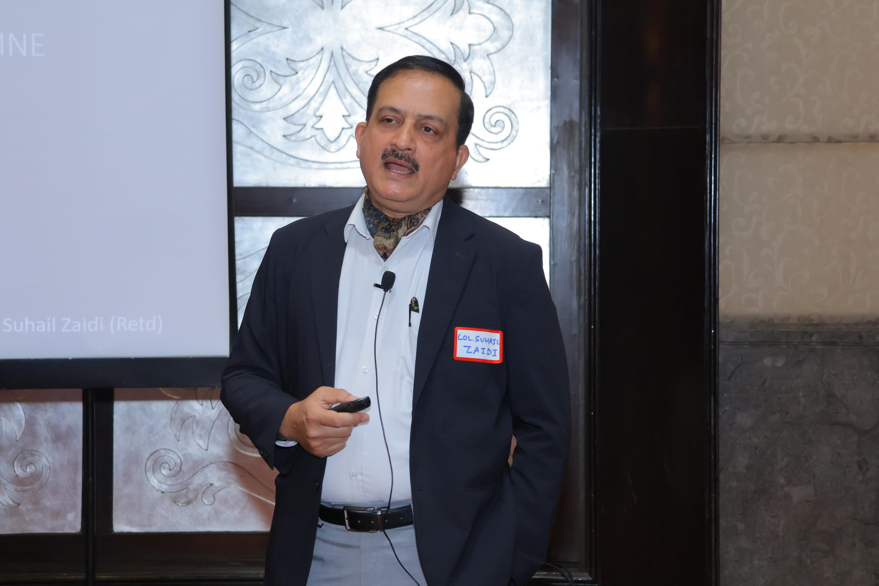 Col Suhail Zaidi delivering keynote on Command, Collaboration, and Calm at Agile Leadership Day India 2025