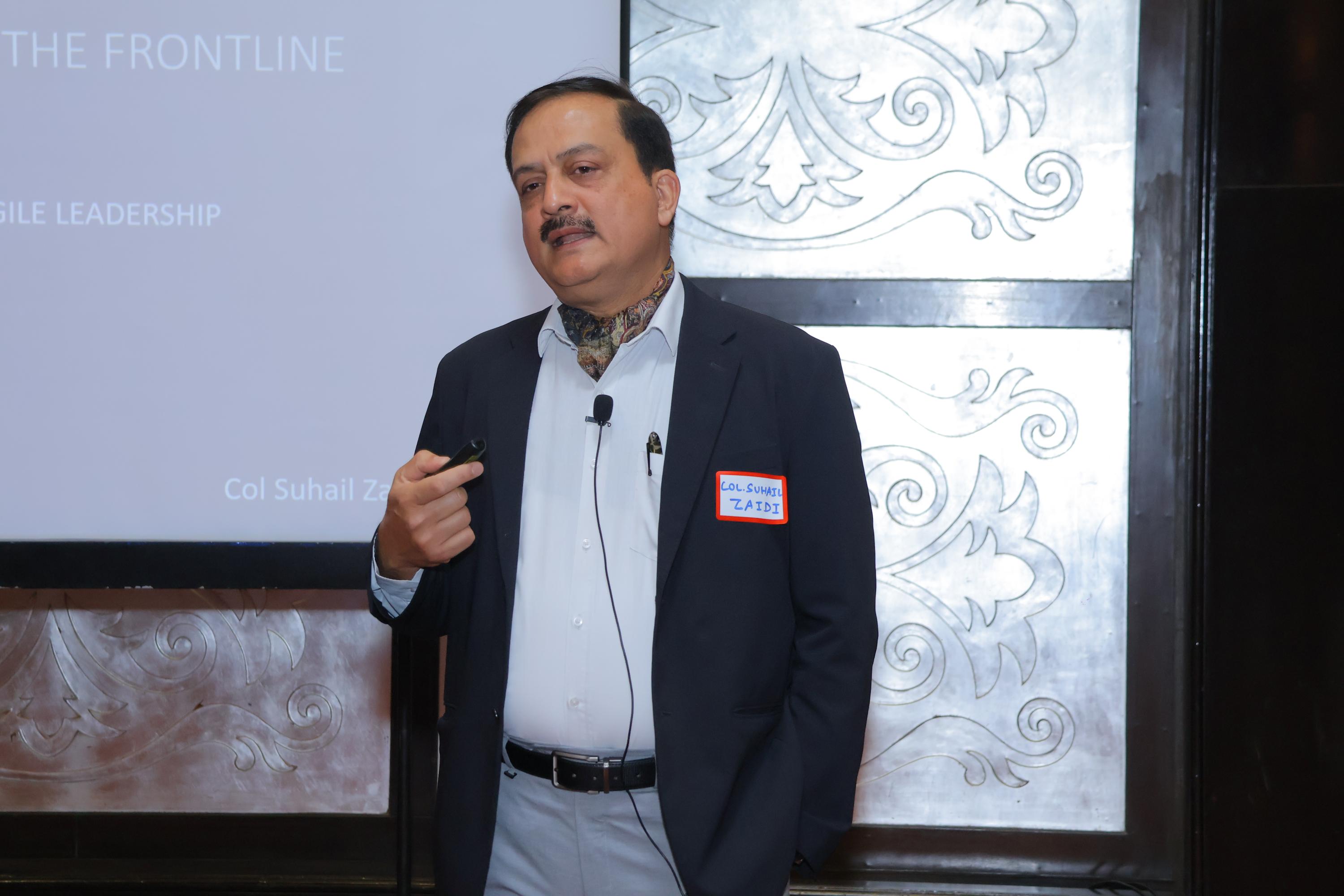 Col Suhail Zaidi discussing military leadership principles in Agile environments
