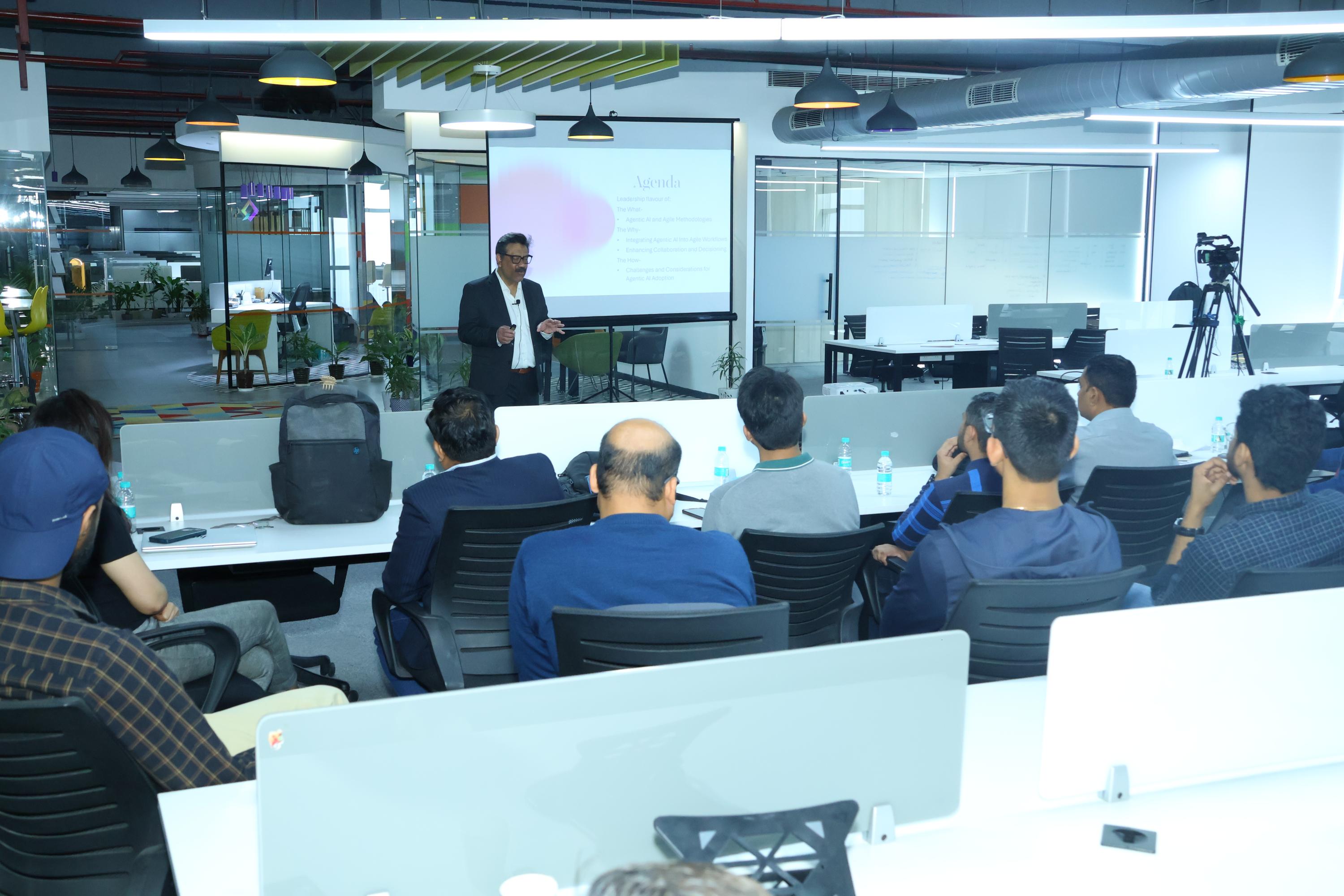 Audience learning about AI productivity boosts